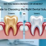 comparison image of dental crowns and vneers