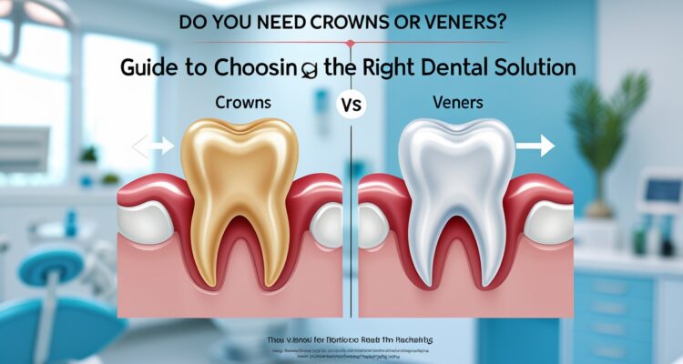 comparison image of dental crowns and vneers