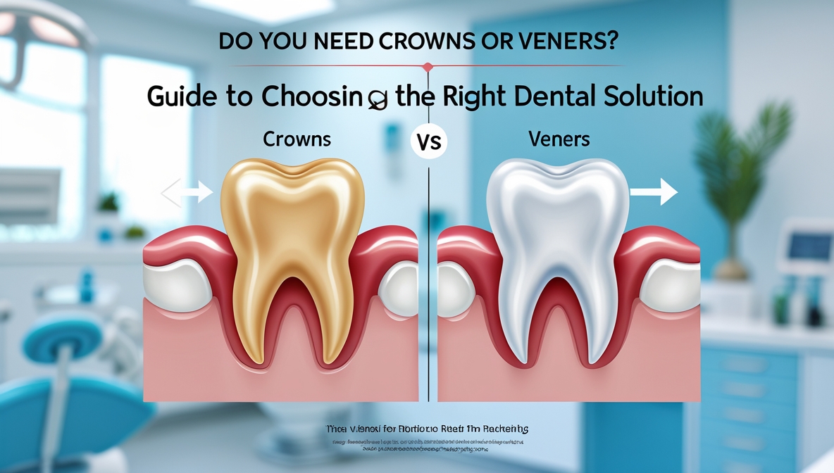 comparison image of dental crowns and vneers
